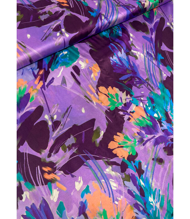 Marylene Madou Violet bloemenveld - prachtige satijnviscose