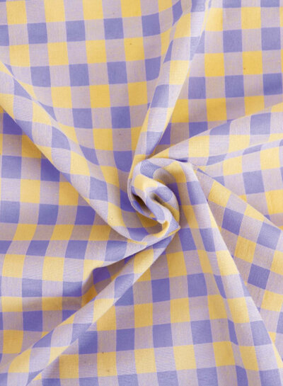 Katia fabrics violet  & yellow vicky gingham - katoen