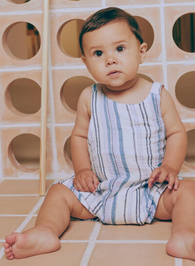 Katia fabrics blue jeans stripes - muslin