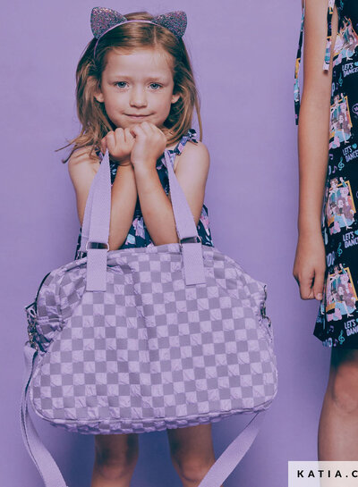 Katia fabrics lilac - bubble chess board - fabric for bags