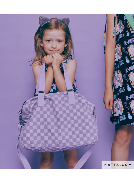 Katia fabrics lilac - bubble chess board - fabric for bags