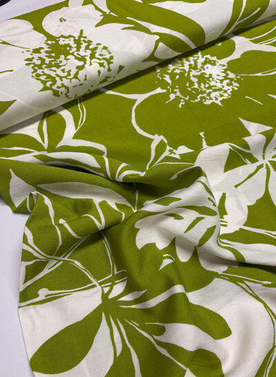 lime abstract - viscose crepe