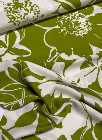 lime abstract - viscose crepe