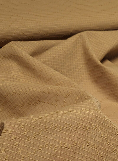 Madeline katoen voile met fijne textuur - camel