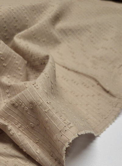 Madeline katoen voile met fijne textuur - zand
