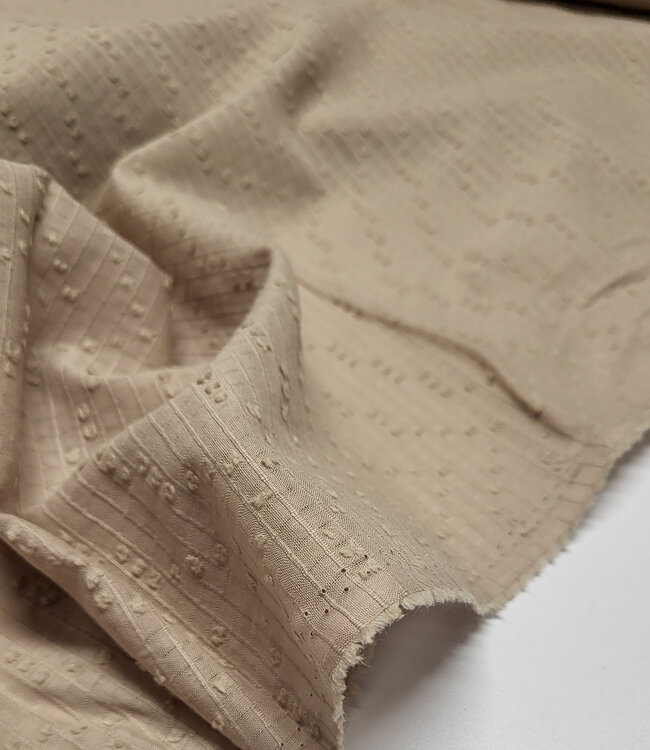 Madeline katoen voile met fijne textuur - zand