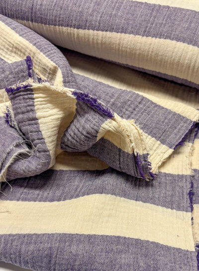 purple wide stripes - tetra double gauze