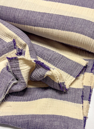 purple wide stripes - tetra double gauze