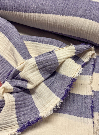 purple wide stripes - tetra double gauze