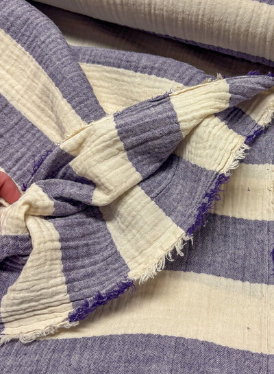 purple wide stripes - tetra double gauze