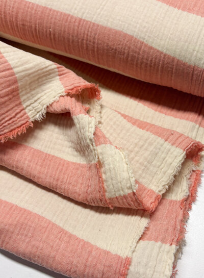 pink wide stripes - tetra double gauze