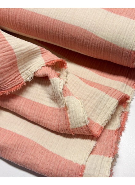 pink wide stripes - tetra double gauze