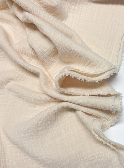 nude linnen katoen mix double gauze / effen tetra
