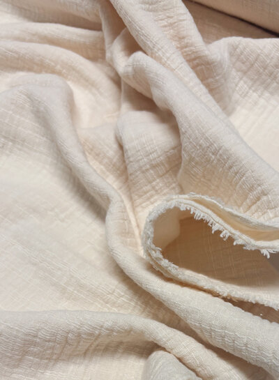 nude linen cotton mix double gauze / plain tetra