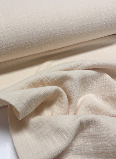 nude linen cotton mix double gauze / plain tetra