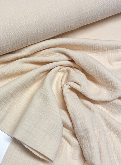 nude linen cotton mix double gauze / plain tetra