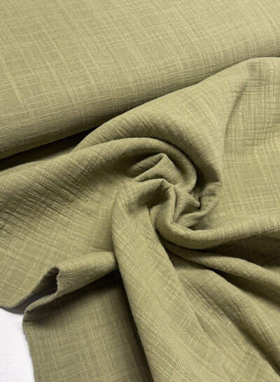 Tea green - linen cotton mix double gauze / plain tetra