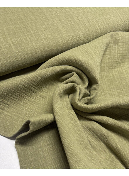 Tea green - linen cotton mix double gauze / plain tetra