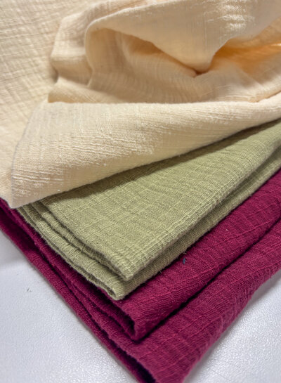 Tea green - linen cotton mix double gauze / plain tetra