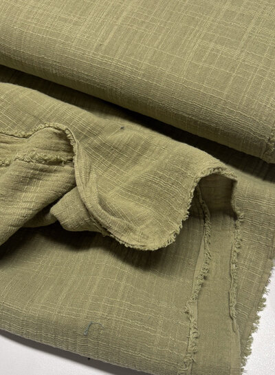 Tea green - linen cotton mix double gauze / plain tetra