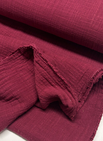 bordeaux - linnen katoen mix double gauze / effen tetra