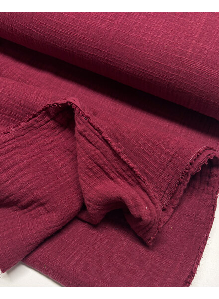 bordeaux - linnen katoen mix double gauze / effen tetra