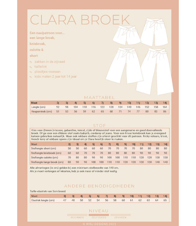Wisj patterns Clara culotte kids - papieren patroon