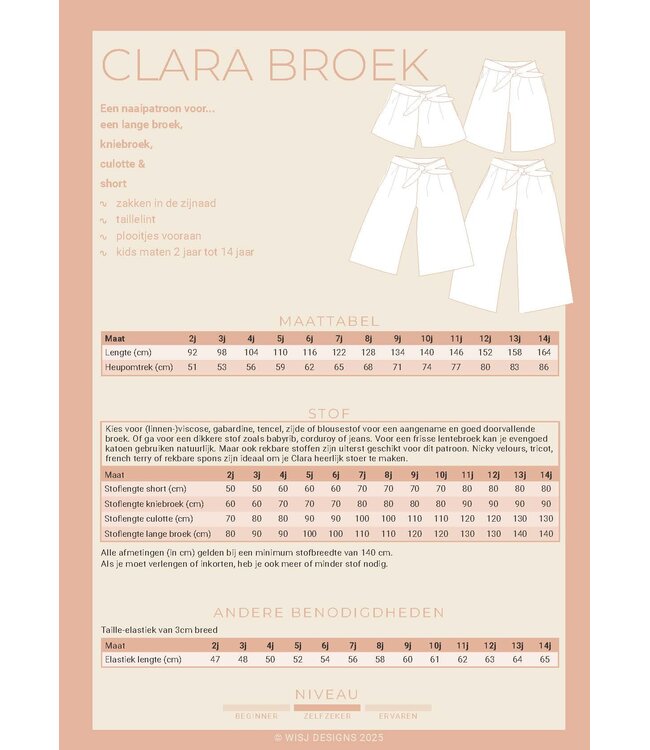 Wisj patterns Clara culotte kids - papieren patroon