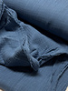 denimblauw - linnen katoen mix double gauze / effen tetra