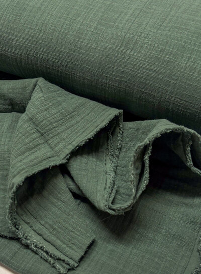 dark balsam green - linen cotton mix double gauze / plain tetra