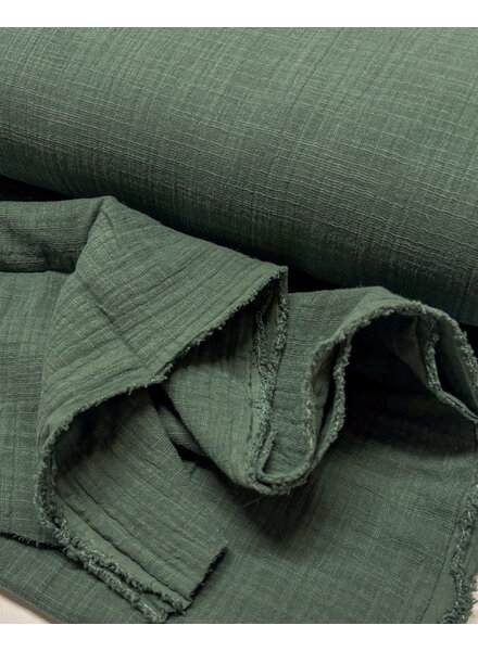 dark balsam green - linen cotton mix double gauze / plain tetra