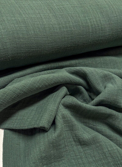dark balsam green - linen cotton mix double gauze / plain tetra
