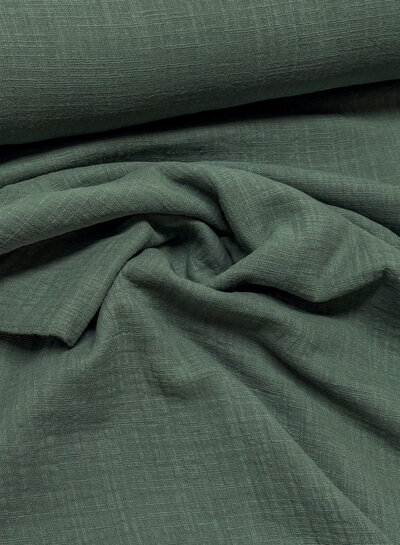 dark balsam green - linen cotton mix double gauze / plain tetra