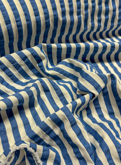 Madeline seersucker verticale strepen - blauw