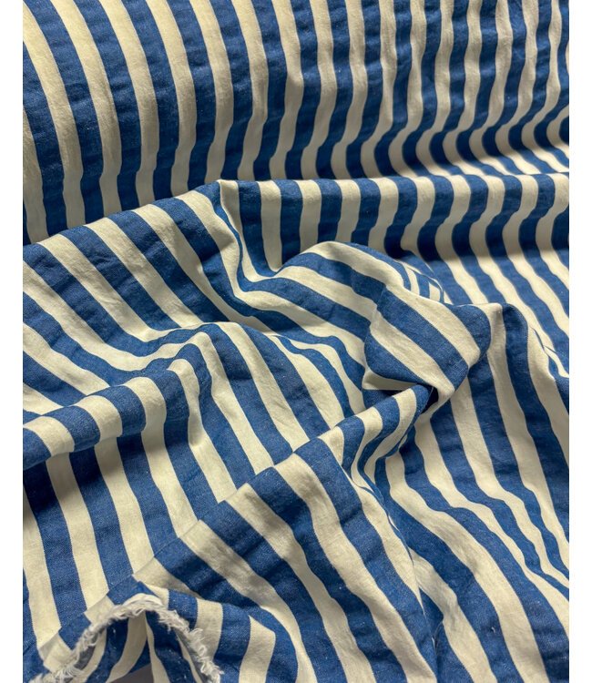 Madeline seersucker verticale strepen - blauw