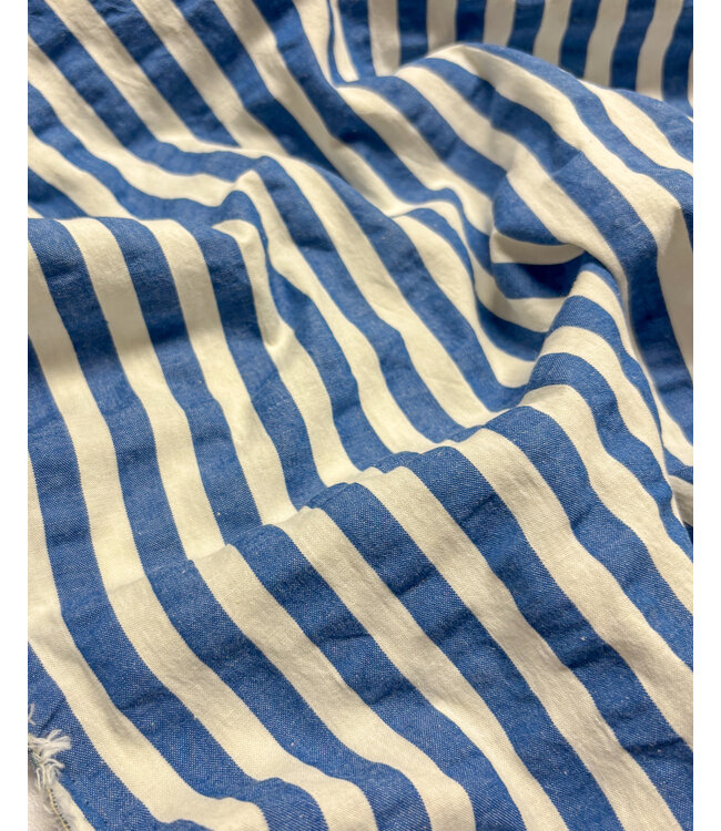 Madeline seersucker verticale strepen - blauw