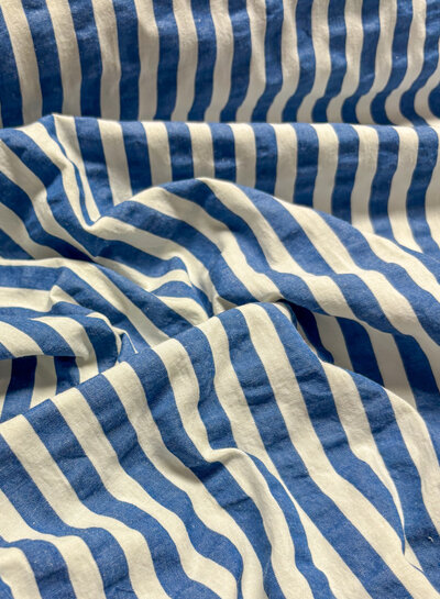 Madeline seersucker verticale strepen - blauw