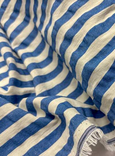 Madeline seersucker verticale strepen - blauw