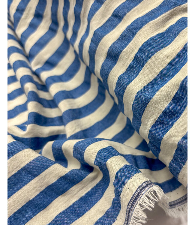 Madeline seersucker verticale strepen - blauw