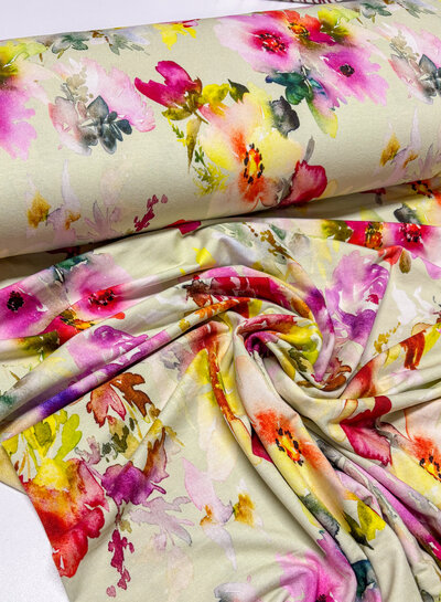 Madeline floral symphony - shape-retaining viscose jersey