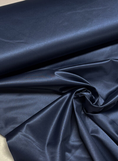 Madeline midnightblue - gesatineerde stretchkatoen