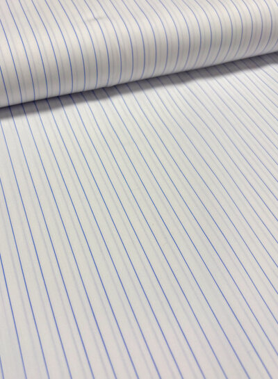 Madeline pine stripe - wit met blauw streepje hemdenkatoen