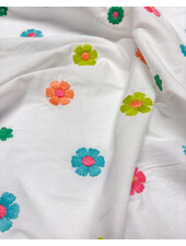 Madeline beautiful embroidery with colorful flowers - poplin cotton voile