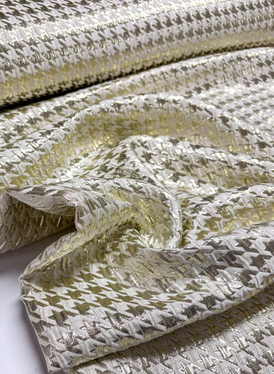 Madeline pied de poule - woven jacquard with lurex - warm gold