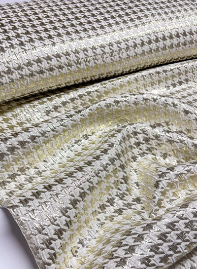Madeline pied de poule - woven jacquard with lurex - warm gold