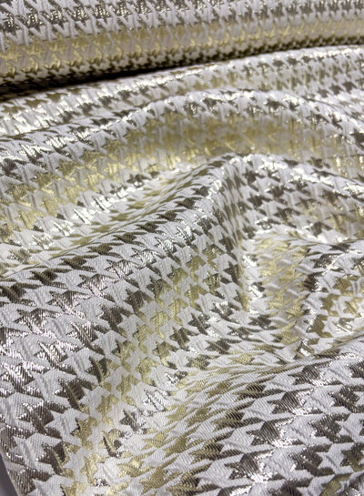 Madeline pied de poule - woven jacquard with lurex - warm gold
