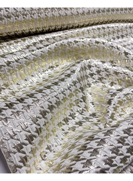 Madeline pied de poule - geweven jacquard met lurex - warm goud