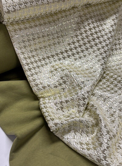 Madeline pied de poule - geweven jacquard met lurex - warm goud