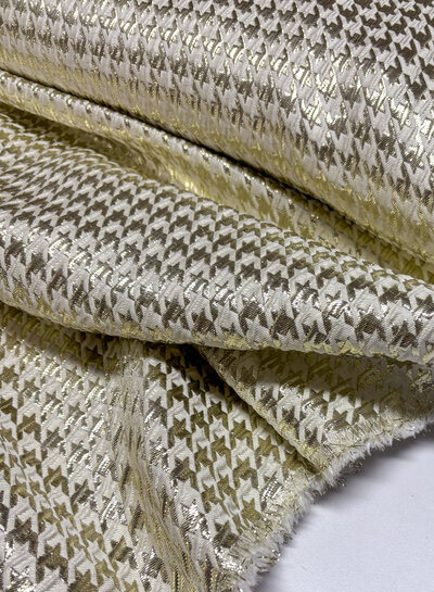 Madeline pied de poule - woven jacquard with lurex - warm gold