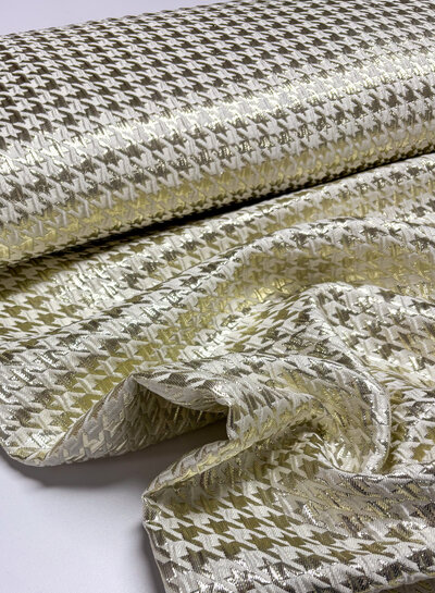 Madeline pied de poule - woven jacquard with lurex - warm gold